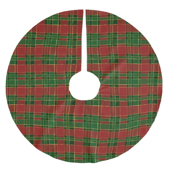 Red Green Gold Plaid      Brushed Polyester Tree Skirt (Front)