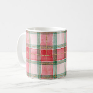 Red Green Gold Plaid Stripes Christmas Coffee Mug