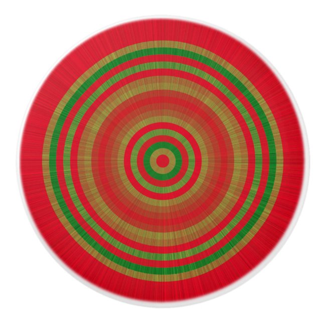 Red Green Gold Rings Ceramic Knob (Front)
