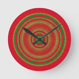 Red Green Gold Rings Round Clock