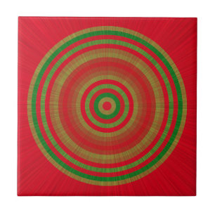 Red Green Gold Rings Tile
