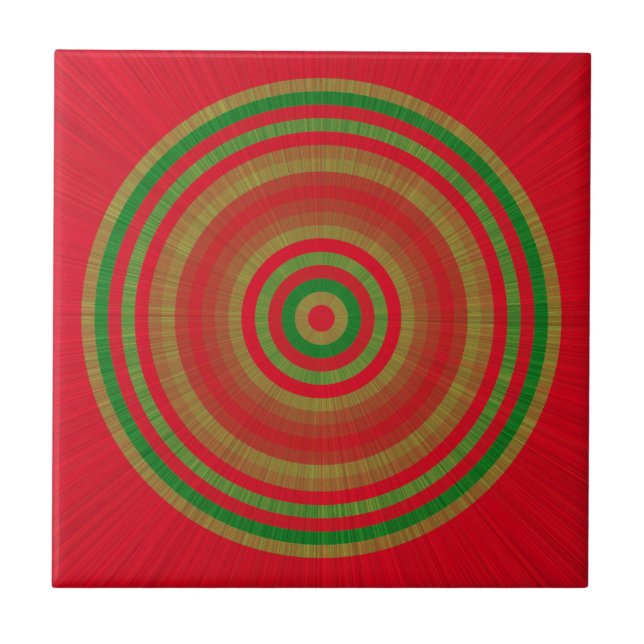 Red Green Gold Rings Tile (Front)