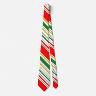 Red Green Gold Striped Ugly Christmas Neck Tie
