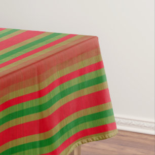 Red Green Gold Stripes Tablecloth