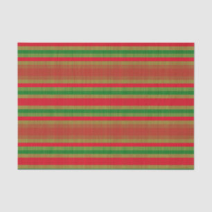 Red Green Gold Stripes Tissue Paper