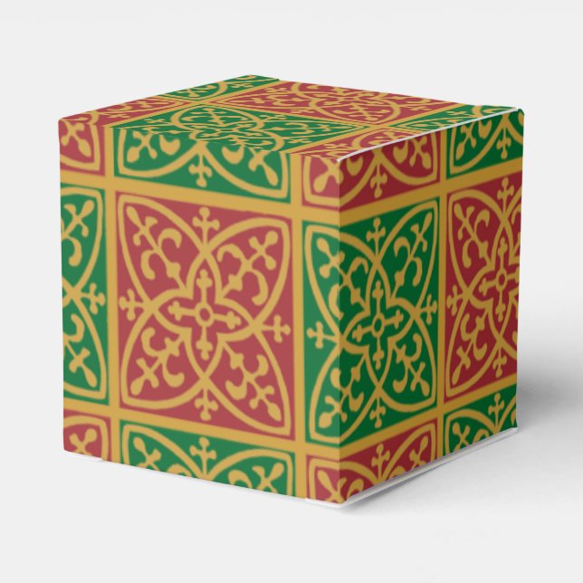 Red Green Golds Elegant Holiday Favour Box (Back Side)