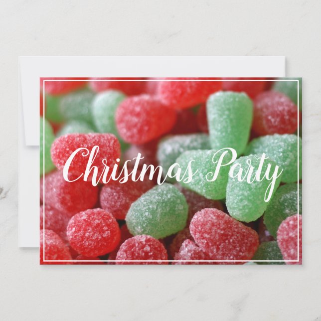 Red & Green Gumdrops Christmas Party Invitations (Front)