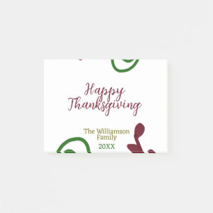 Red green happy Thanksgiving floral leaf fall Post-it Notes