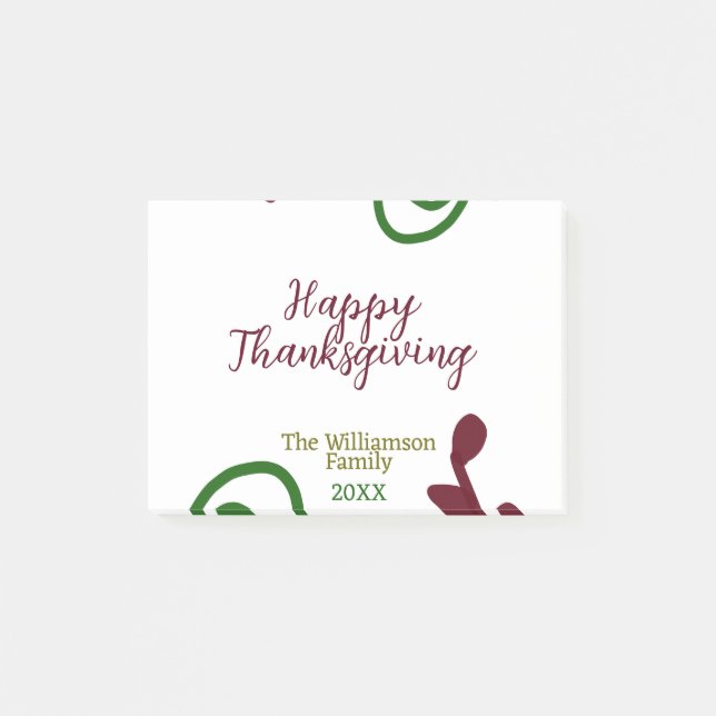 Red green happy Thanksgiving floral leaf fall Post-it Notes (Front)