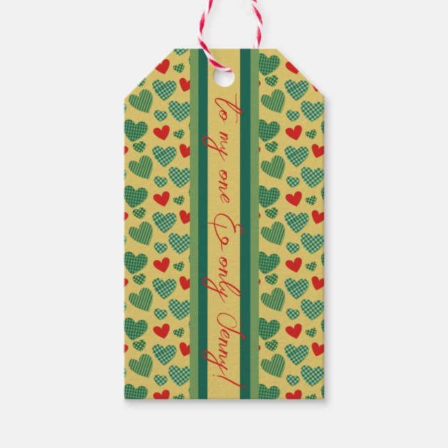 Red & Green Hearts Gift Tags (Front)
