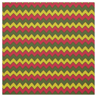 Red Green Hippie Chevron ZigZag Boho Pattern Fabric