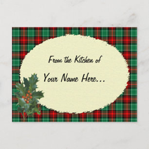 Red Green Holiday Holly Custom Recipe Card