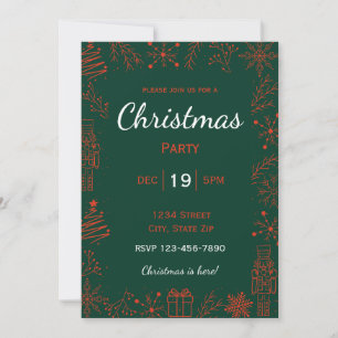 Red & Green Holiday Invitation   Modern Glam Xmas
