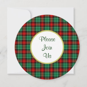 Red Green Holiday Plaid Custom Holiday Invitations