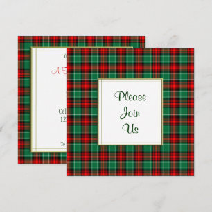 Red Green Holiday Plaid Custom Holiday Invitations