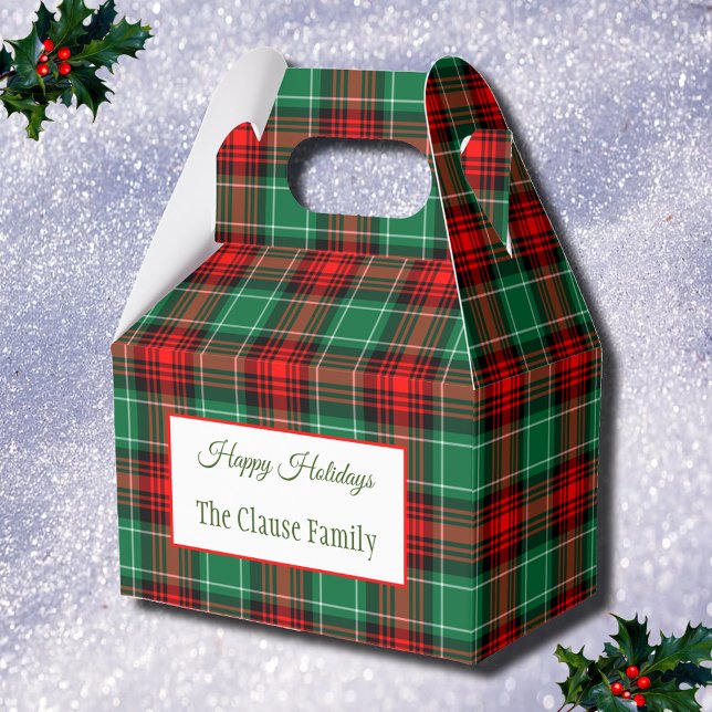 Red Green Holiday Plaid Party Favour Box (Creator Uploaded)