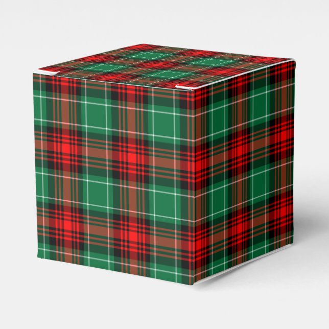 Red Green Holiday Plaid Party Favour Box (Front Side)