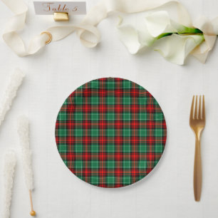 Red Green Holiday Plaid Pattern Disposable Plates
