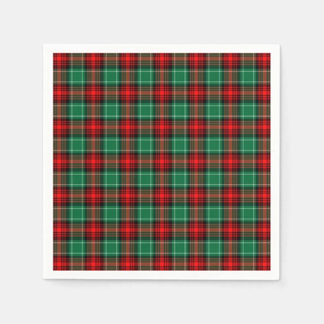 Red Green Holiday Plaid Pattern Napkin (Front)