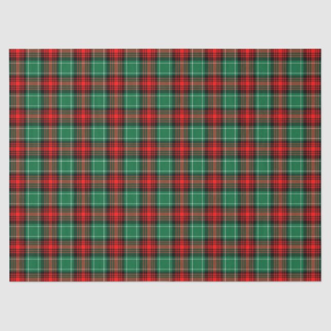 Red Green Holiday Plaid Pattern Tissue Paper (Front)