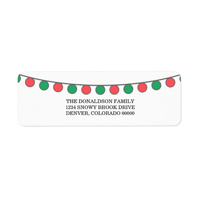 Red Green Holiday String of Lights Address Labels (Front)