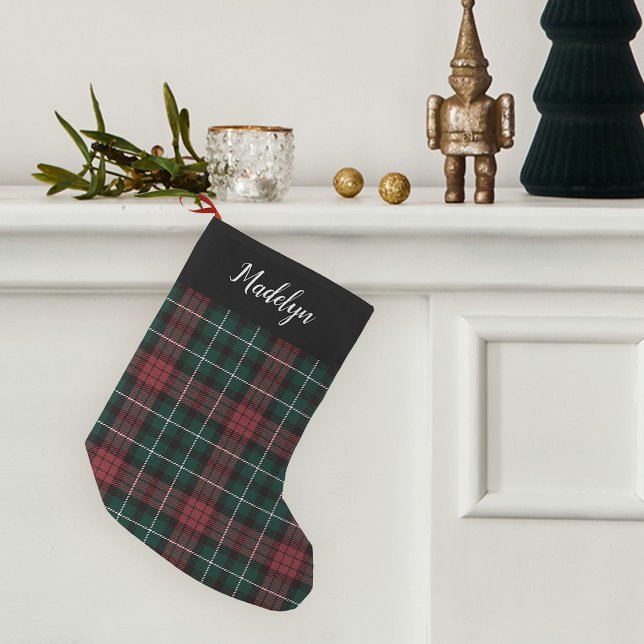 Red & Green Holiday Tartan Personalised Small Christmas Stocking (Creator Uploaded)