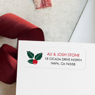 Red & Green Hollyberry   Christmas Return Address