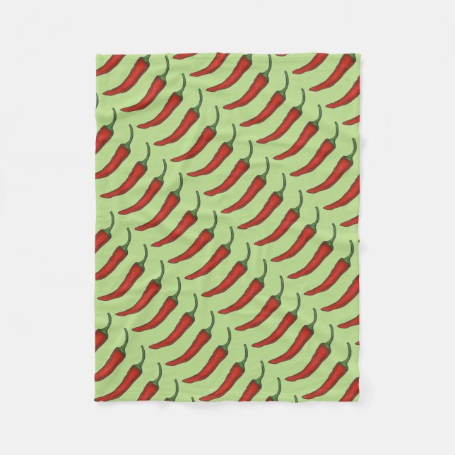 Red Green Hot Chilli Chile Pepper Vegetable Foodie Fleece Blanket (Front)