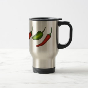 Red Green Hot Chilli Pepper Japapeño Vegetables Travel Mug