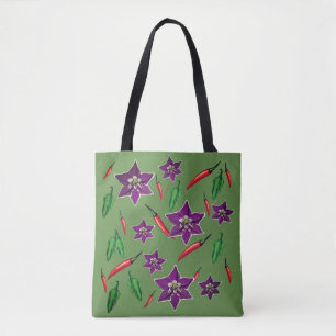 Red, Green hot peppers pattern Tote Bag