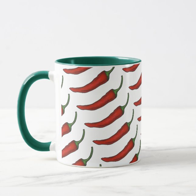 Red Green Hot Spicy Chilli Chile Pepper Foodie Mug (Left)