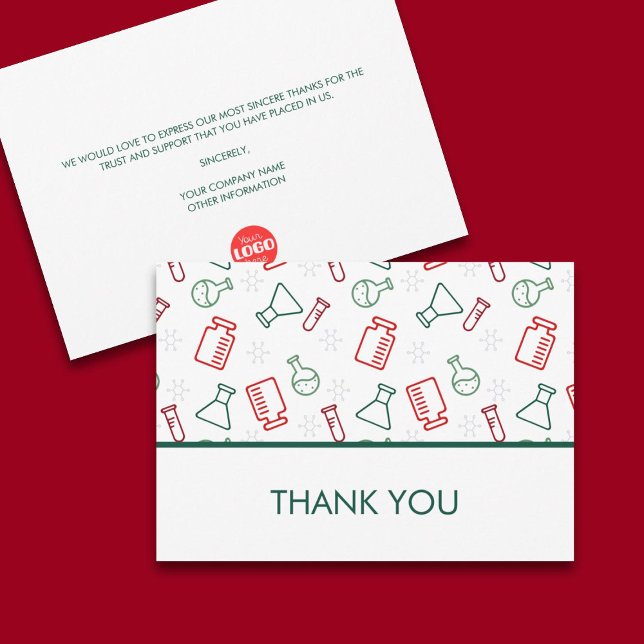 Red Green Laboratory Science Business Logo Thank You Card (Creator Uploaded)