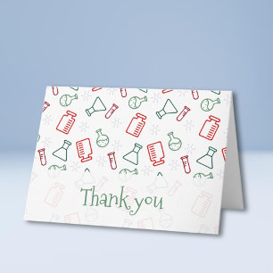 Red Green Laboratory Science Christmas Thank you Card