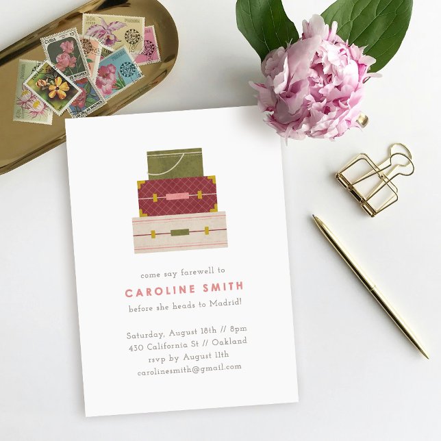 Red Green Luggage Farewell Party Invitation (Creator Uploaded)