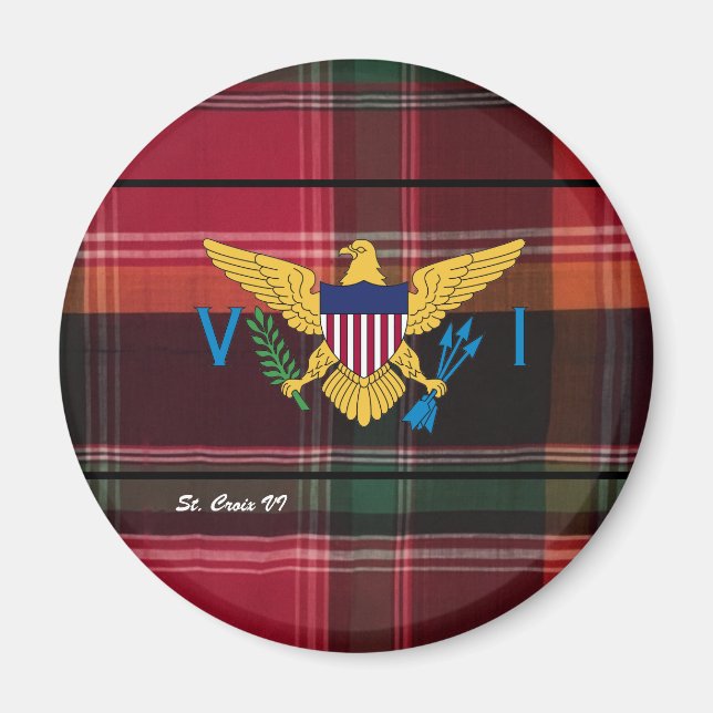 Red Green Madras Virgin Islands Flag Magnet (Front)
