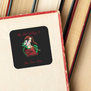 Red Green Masquerade Venetian Bookplate  Square Sticker