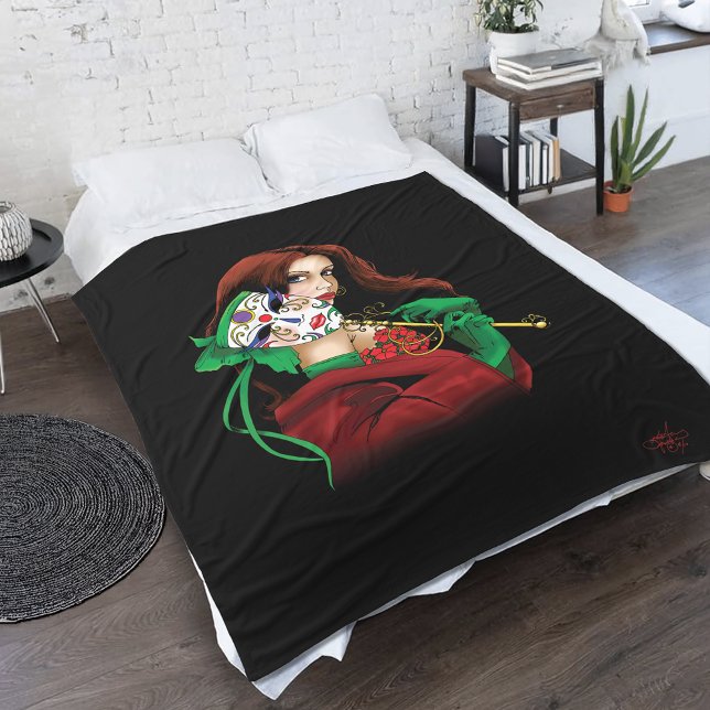 Red Green Masquerade Venetian  Fleece Blanket (Creator Uploaded)