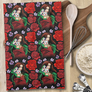 Red Green Masquerade Venetian Tea Towel