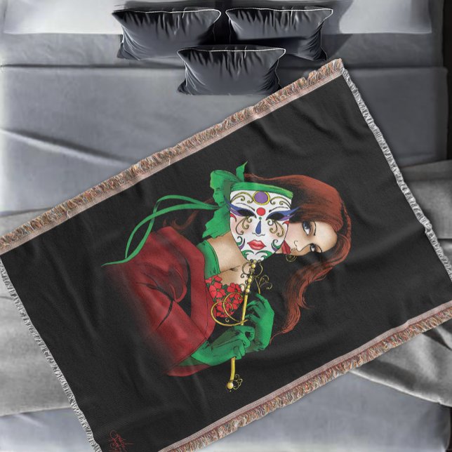 Red Green Masquerade Venetian  Throw Blanket (Creator Uploaded)