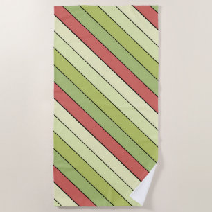 Red Green Melon Colour Stripes On Watercolor Paper Beach Towel