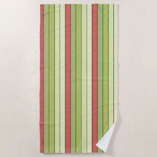 Red Green Melon Colour Stripes On Watercolor Paper Beach Towel