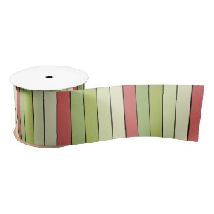 Red Green Melon Colour Stripes On Watercolor Paper Satin Ribbon