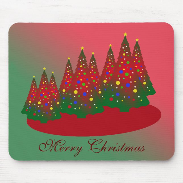 Red Green Merry Christmas Tree Mouse Pad (Front)