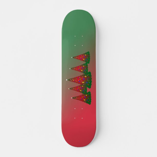 Red Green Merry Christmas Tree Skateboard (Front)