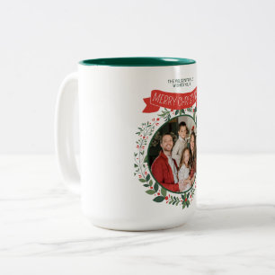 Red&Green Merry Christmas with Joyful Family Mug