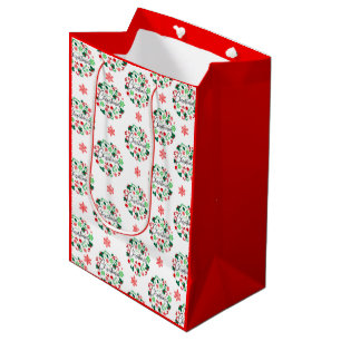 Red Green Merry Christmas Wreath Medium Gift Bag