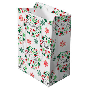 Red Green Merry Christmas Wreath Medium Gift Bag