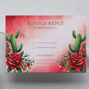 Red Green Mexican Style Quinceañera Rsvp Enclosure Card