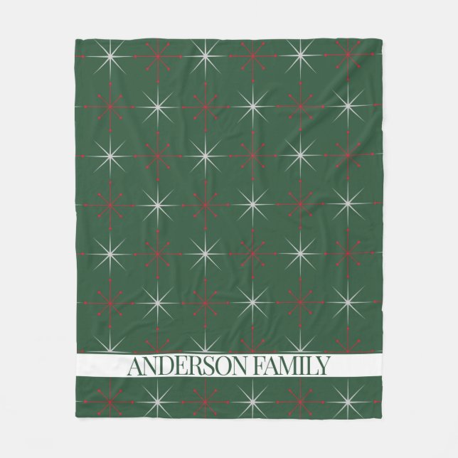 Red Green Mid Century Modern Holiday Fleece Blanket (Front)
