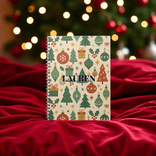 Red Green Mid Century Modern Holiday Notebook